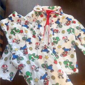 Nintendo White Kids Pajama Set with Mario, Luigi, Yoshi & Toad Print